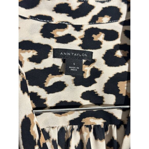 Anne Taylor Animal print pop over Long Sleeve women’s blouse size Small - Picture 3 of 9